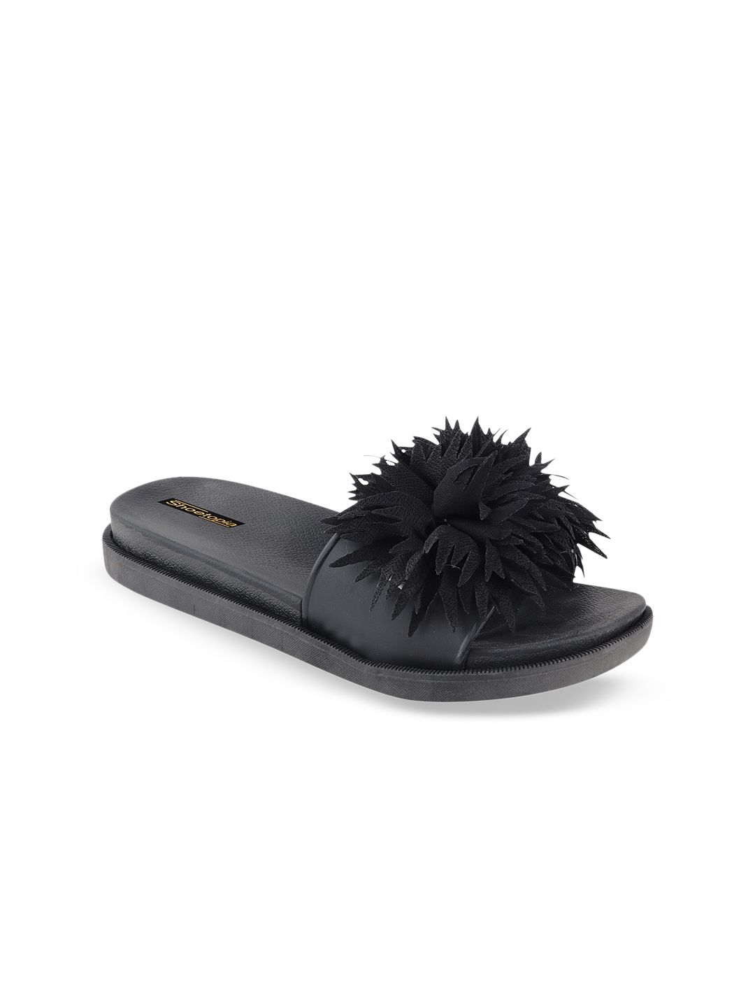 Shoetopia Women Black Embellished Sliders Price in India