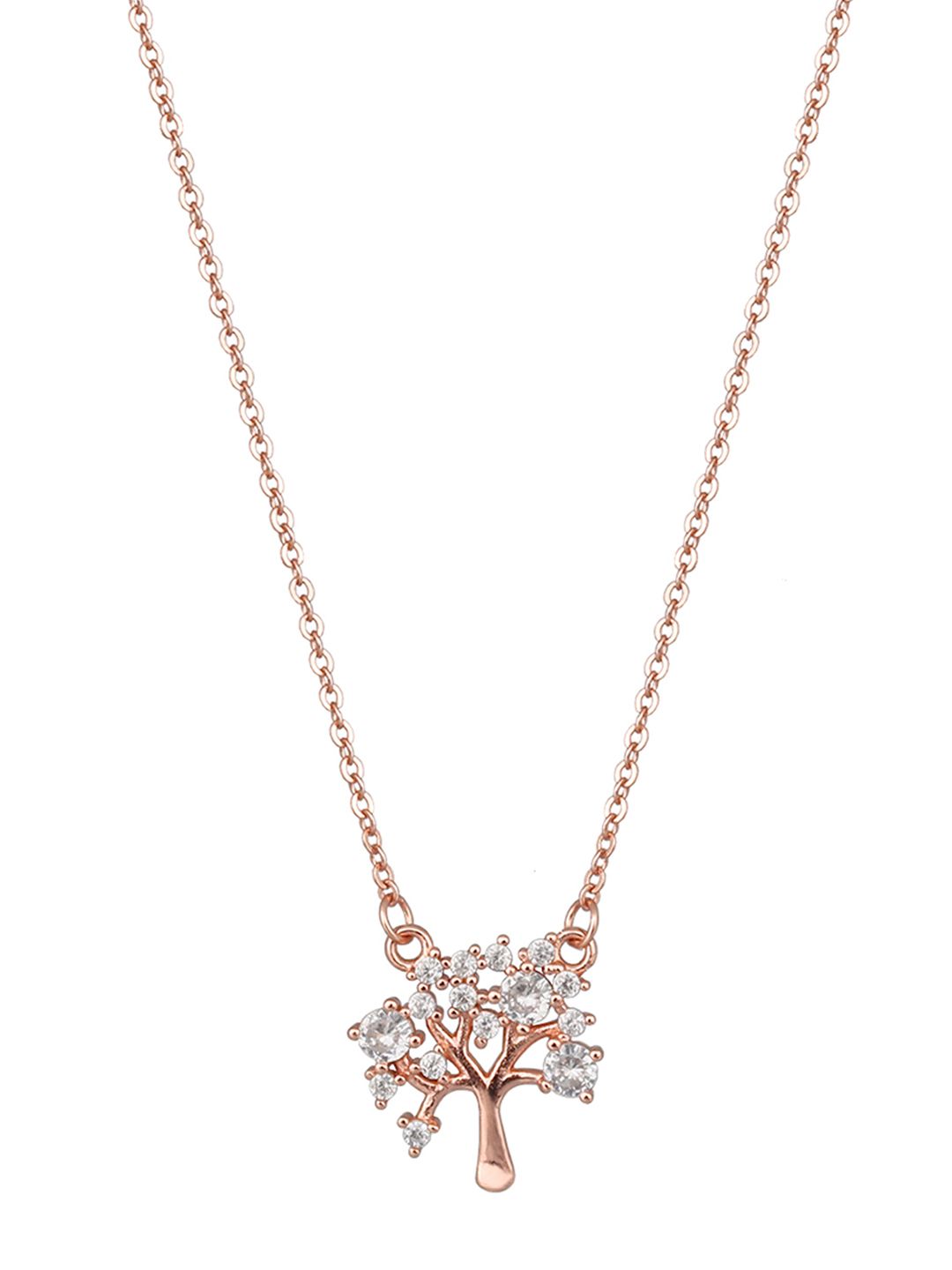 GIVA Sterling Silver Rose Gold Tree of life Necklace with 925 Stamp Price in India