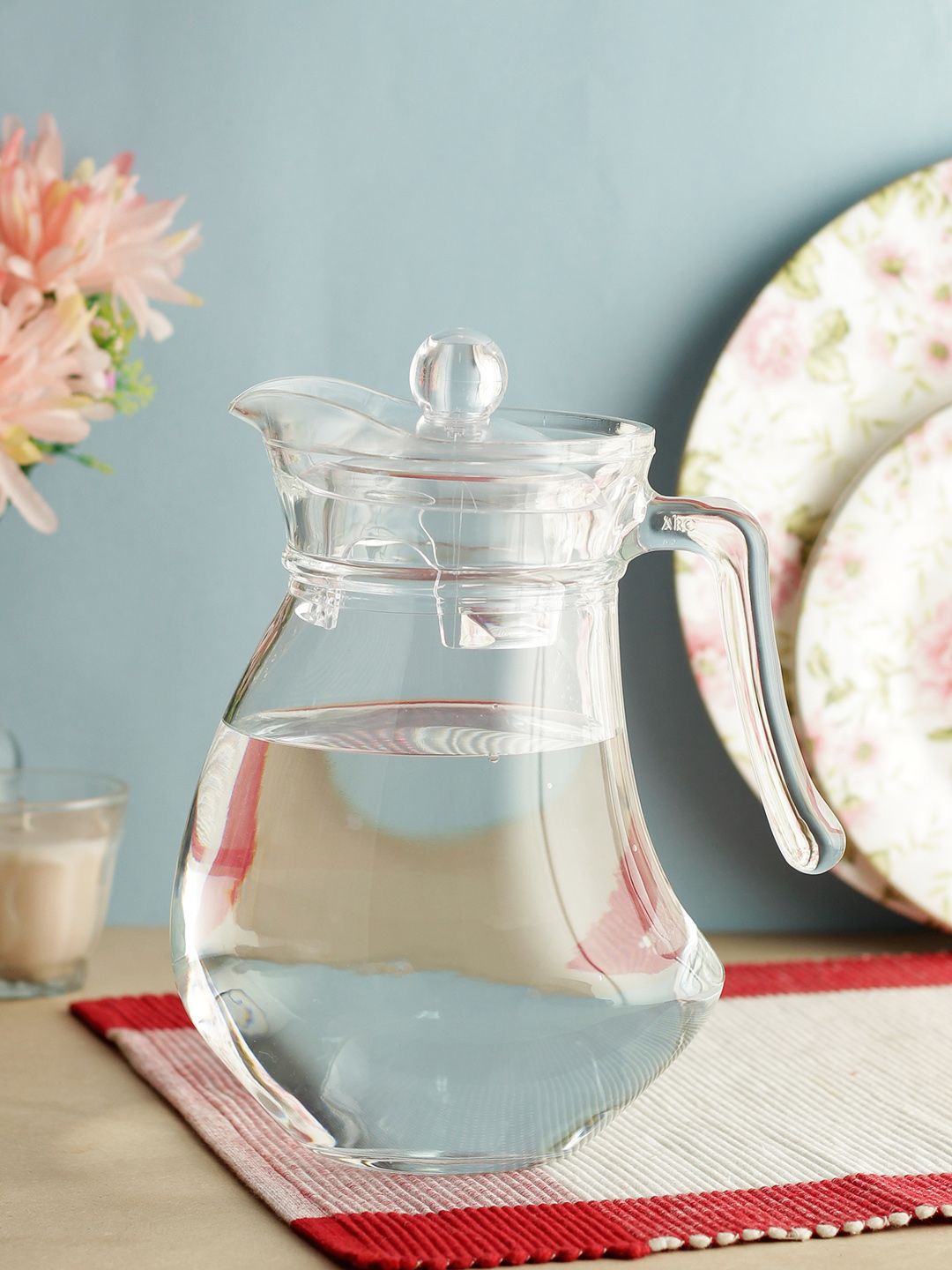 Luminarc Transparent Solid Glass Wavy Jug With Lid Price in India