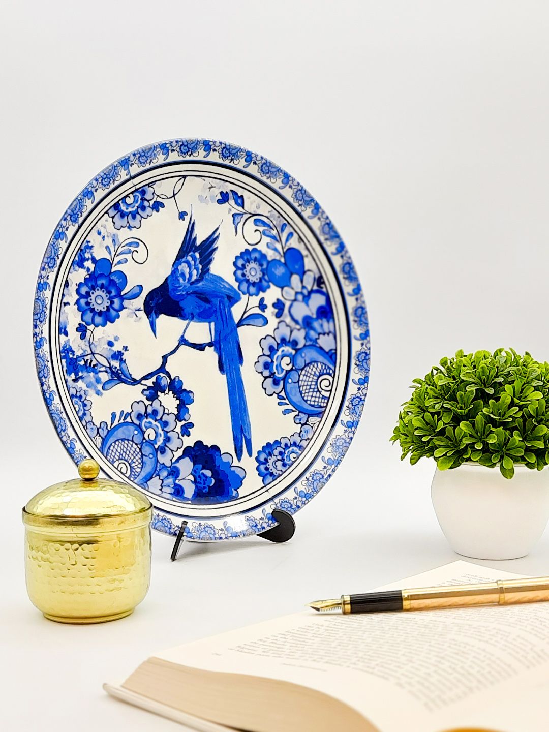 KOLOROBIA Delftware Dutch Blue Pottery Inspired Home Decor Wall Plate Price in India