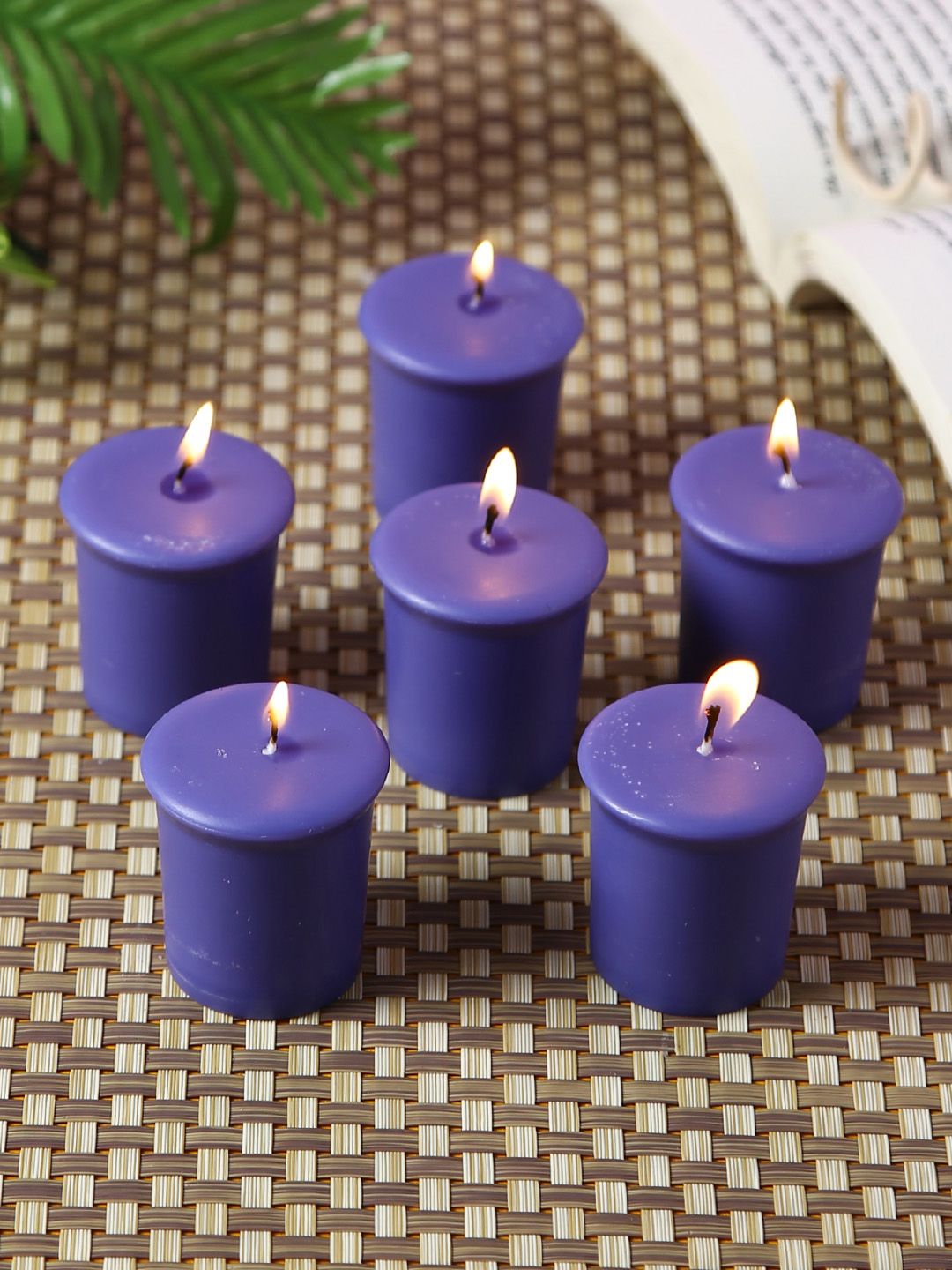 HOSLEY Set Of 6 Purple Solid Lavender Fields Highly Fragranced Votive Candles Price in India