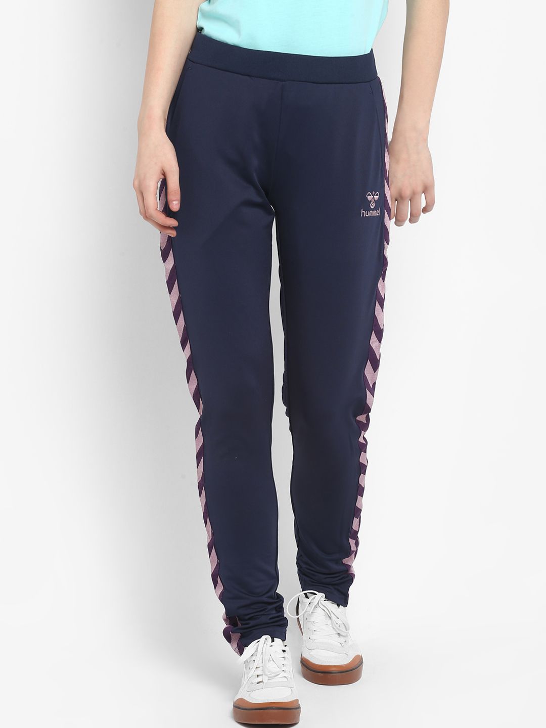 hummel Women Navy Blue Solid Nelly Track Pants Price in India