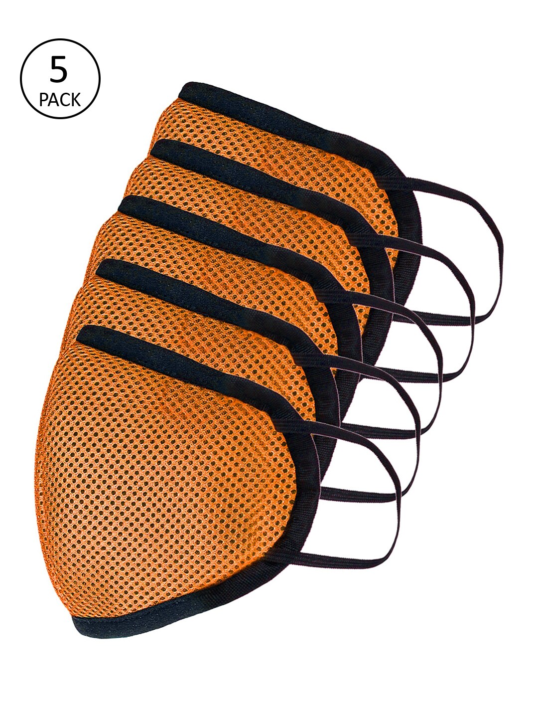 Teakwood Leathers Unisex 5 Pcs Orange 3-Ply HYPASHIELD Anti-Pollution Outdoor Masks Price in India