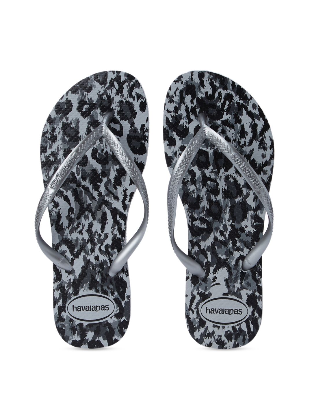 Havaianas Women Grey & Silver-Toned Printed Thong Flip-Flops Price in India