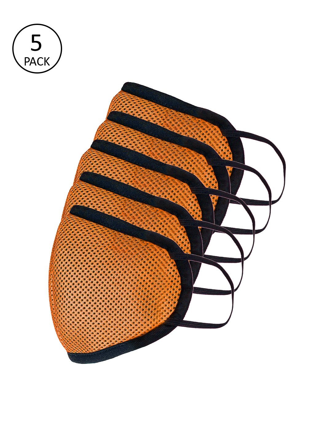 Apsis Adults Orange 5 Pcs 3-Ply Anti-Pollution Reusable Outdoor Masks Price in India