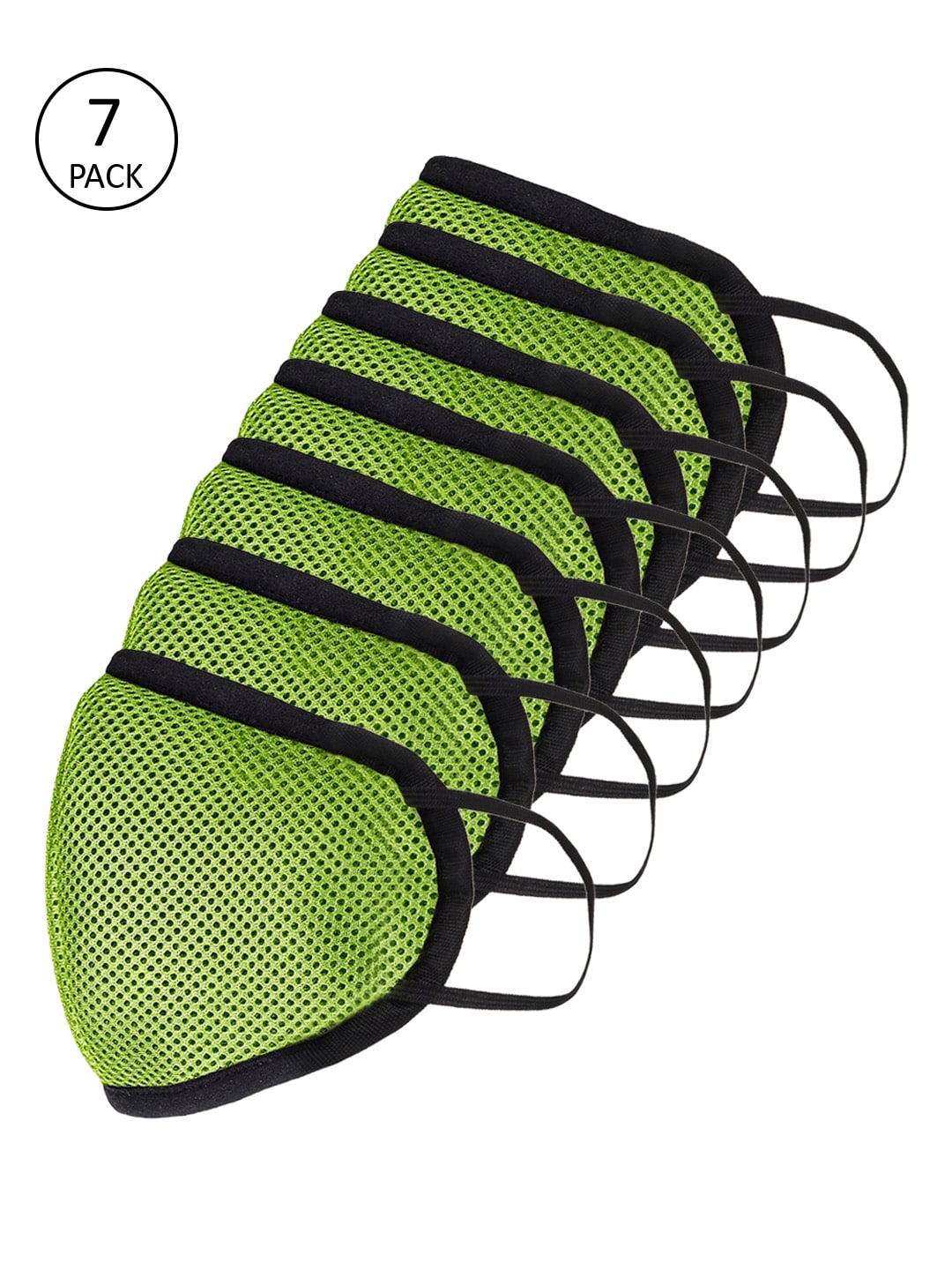 Apsis Unisex Lime Green 7 Pcs 3 Ply Outdoor Face Masks Price in India