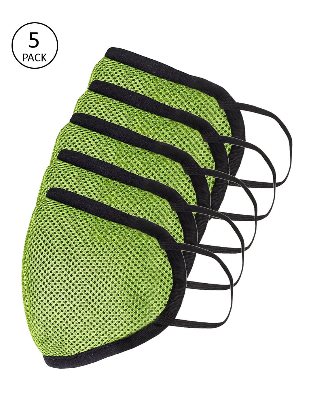 Apsis Unisex Lime Green 5 Pcs 3 Ply Outdoor Face Masks Price in India