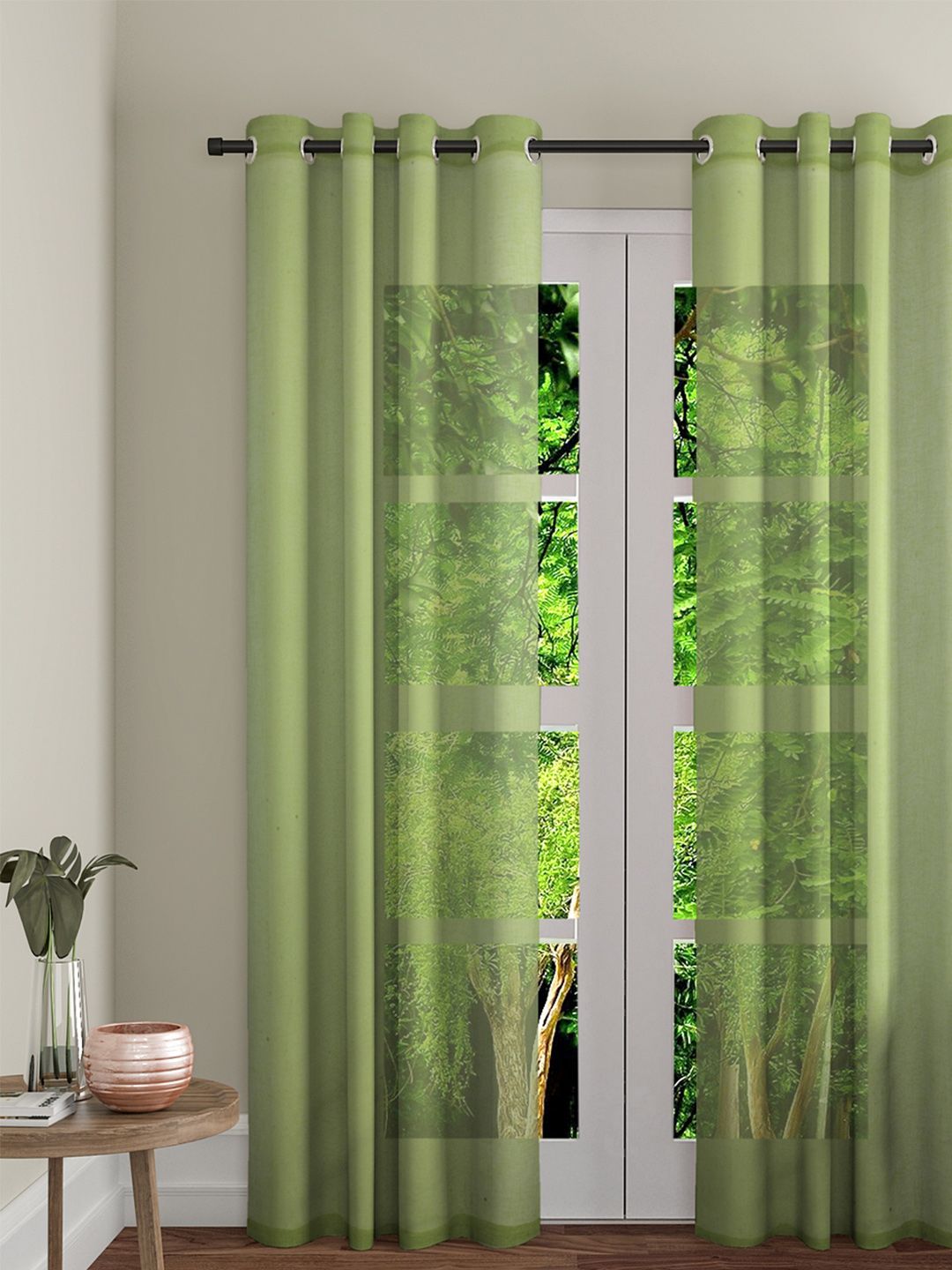 Soumya Green Single Sheer Door Curtain Price in India