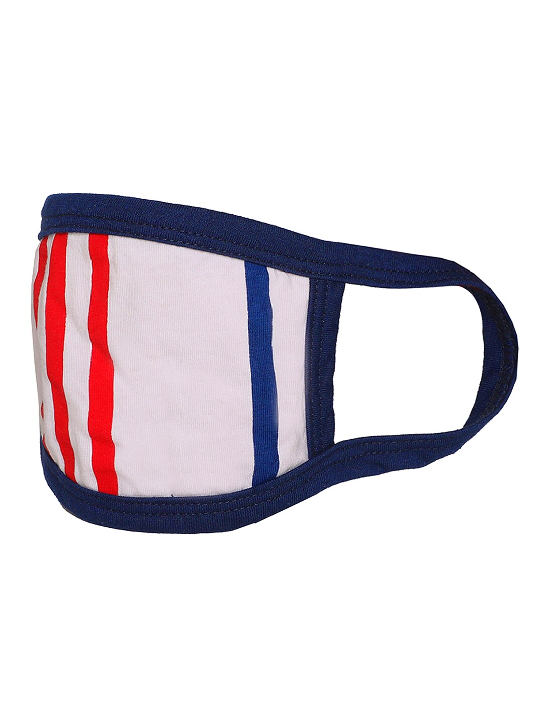 Skidlers Women White & Blue Striped 2-Layers Cloth Mask Price in India