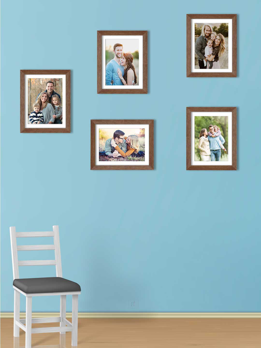 Art Street Set Of 5 Brown Solid Individual Wall Photo Frames Price in India