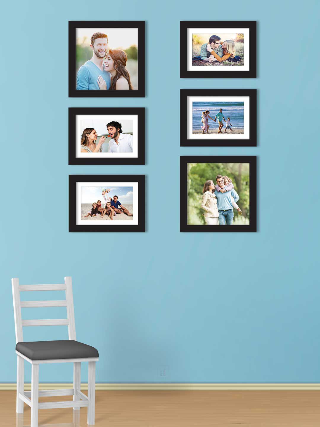 Art Street Set Of 6 Black Solid Individual Wall Photo Frames Price in India