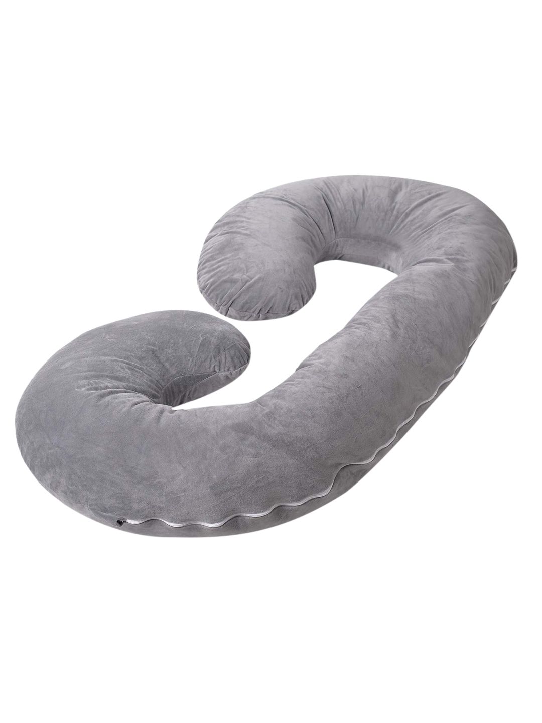 Kuber Industries Grey Cotton Ultra Soft Hollow Fibre C Shaped Maternity Pillow with Zippered Cover Price in India