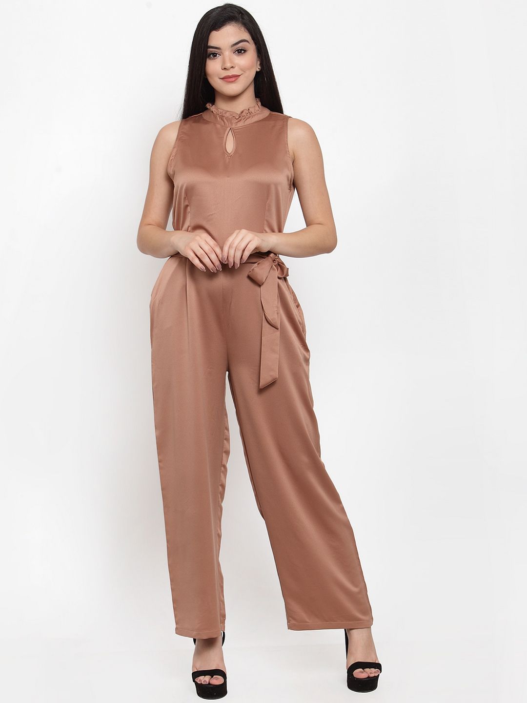 Aujjessa Women Copper Solid Basic Jumpsuit Price in India