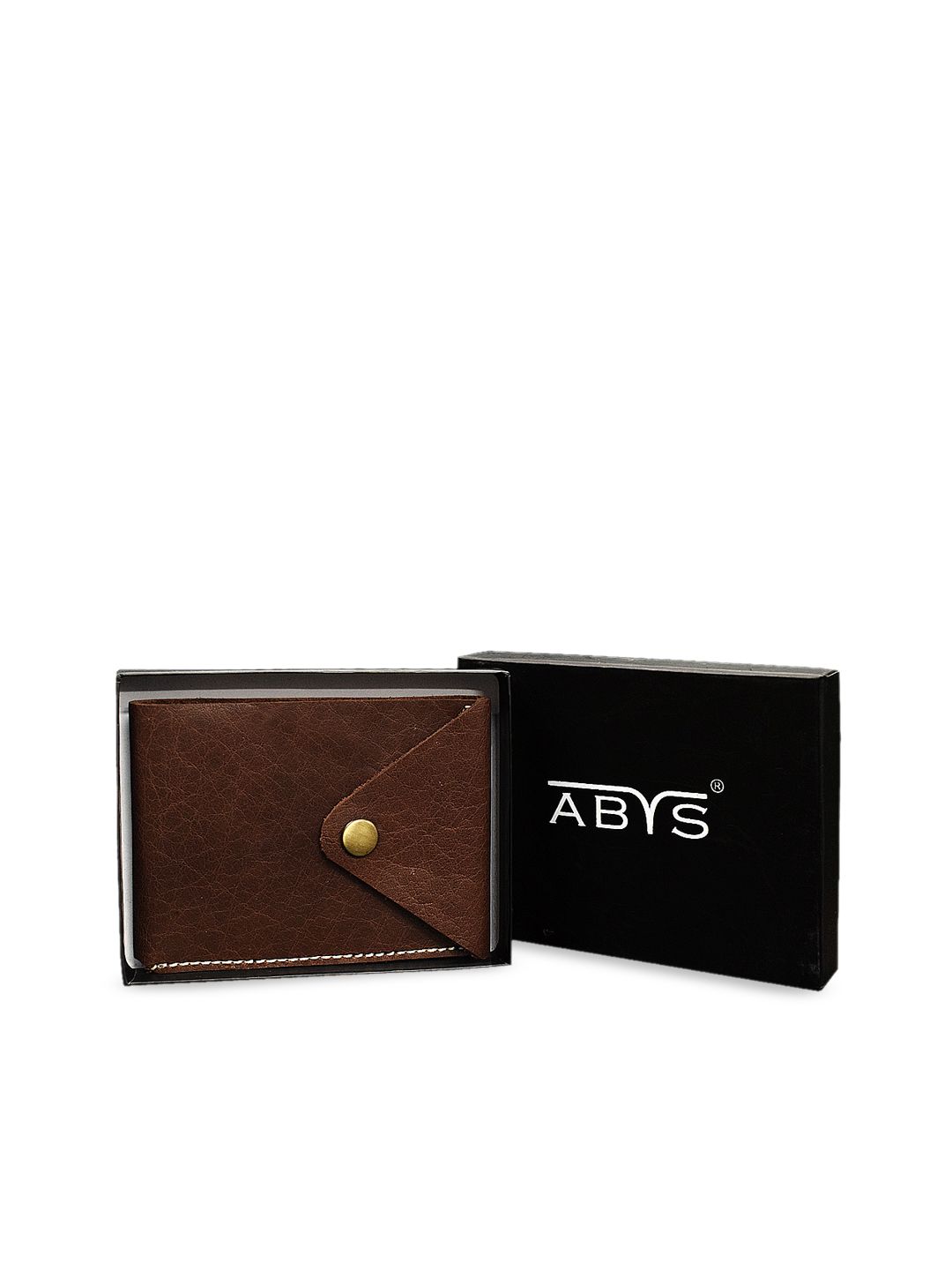 ABYS Unisex Coffee Brown Solid Two-Fold Leather Card Holder Price in India