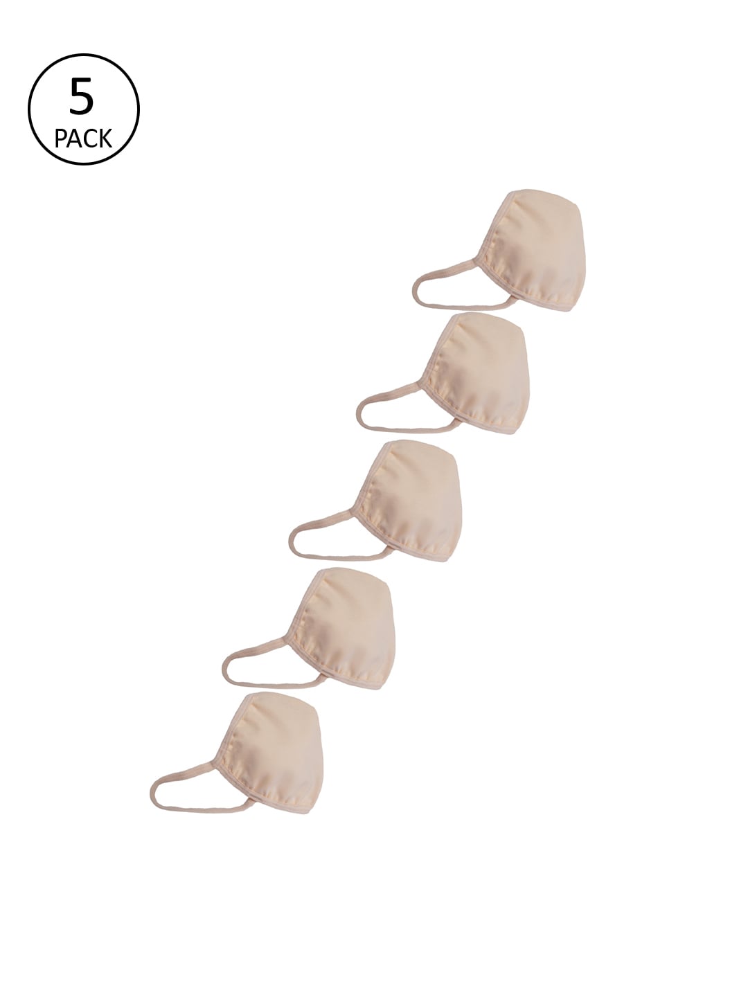 Clovia Unisex Pack of 5 Beige 3-Ply Reusable Protective Outdoor Mask Price in India