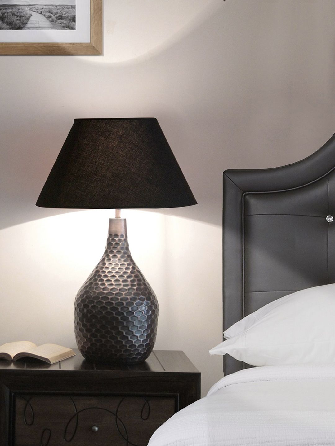 THE LIGHT STORE Copper-Toned Textured Bedside Lamp Price in India