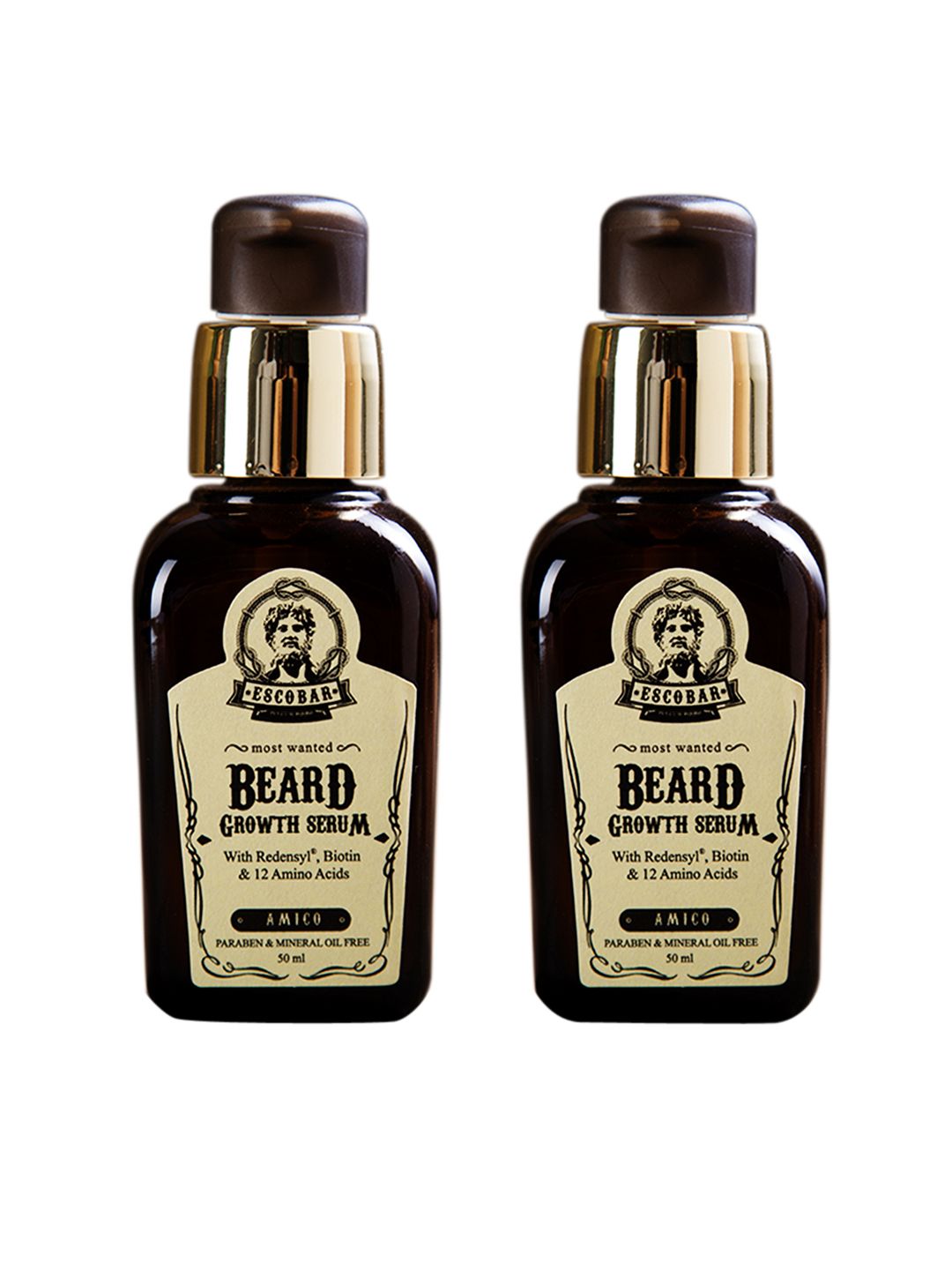 ESCOBAR Men Set of 2 Most Wanted Beard Growth Serum, 50ml each