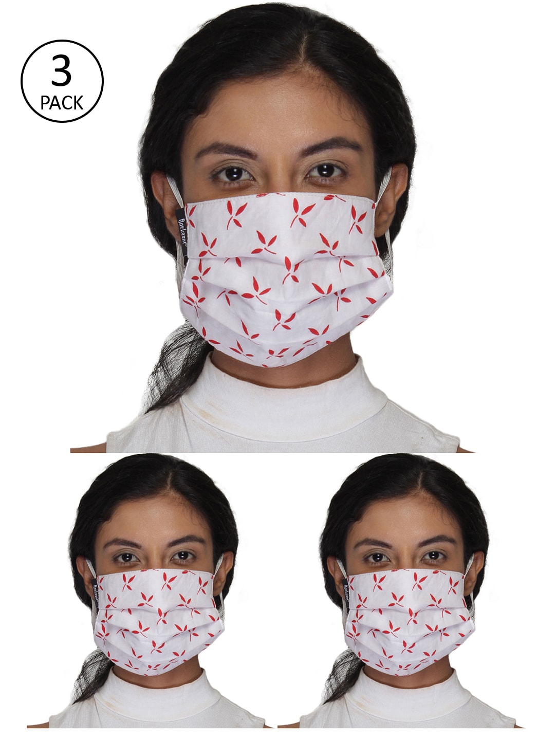 Anekaant Women Pack Of 3 Floral 3-Ply Reusable Cloth Masks Price in India