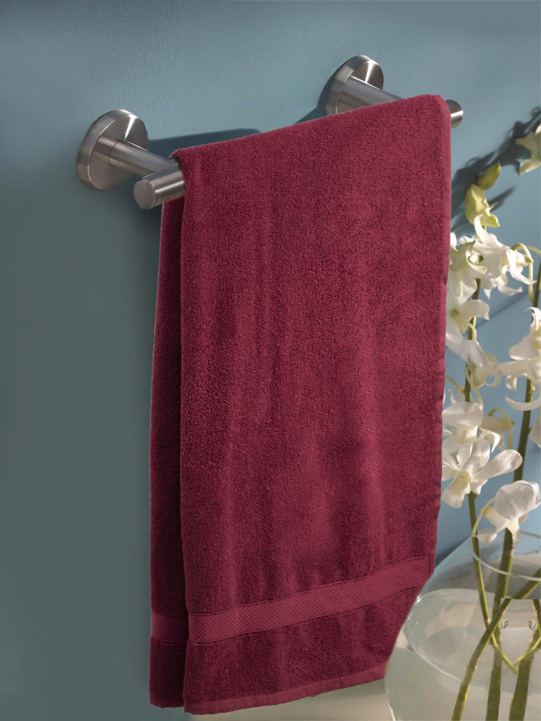 Turkish Bath Unisex Maroon Solid 550 GSM Bath & Pool Towel Price in India