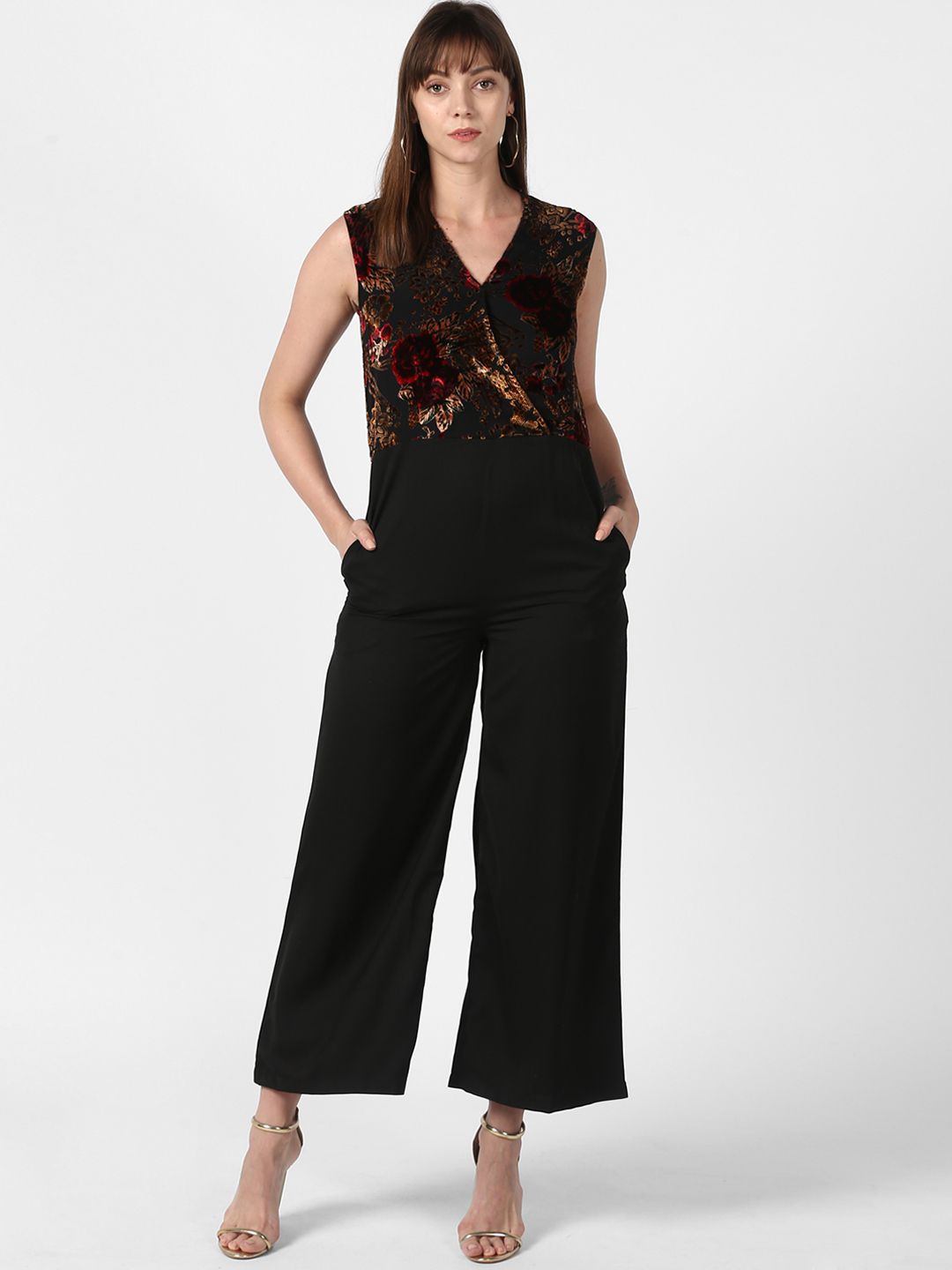 StyleStone Women Black & Red Printed Basic Jumpsuit Price in India