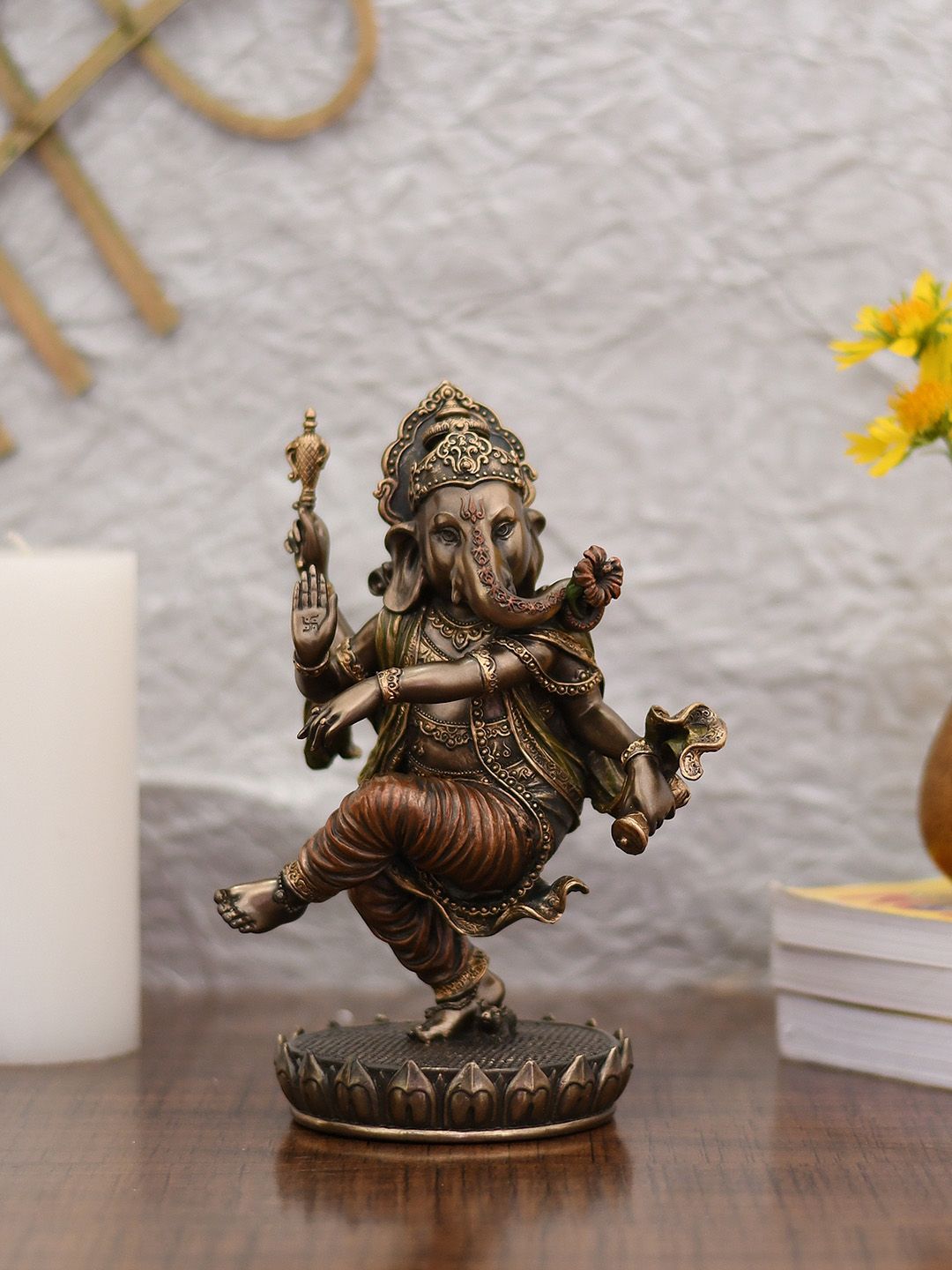 CraftVatika Bronze-Toned Dancing Ganesha Idol Price in India