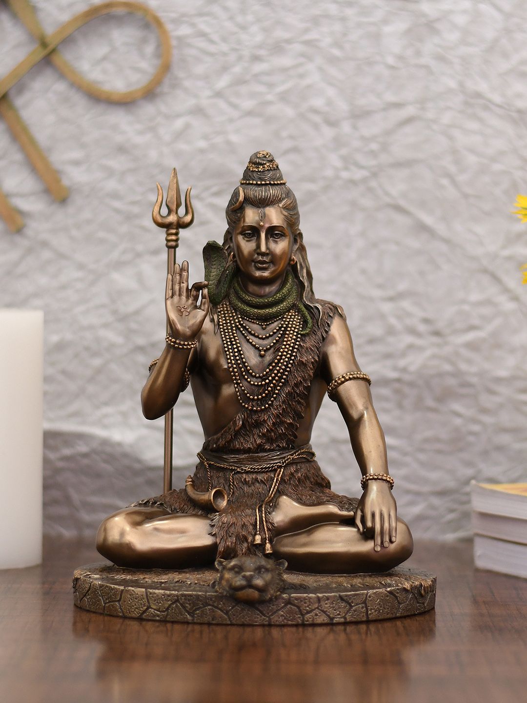CraftVatika Bronze-Toned Lord Shiva Blessing Sitting Pose Idol Showpiece Price in India
