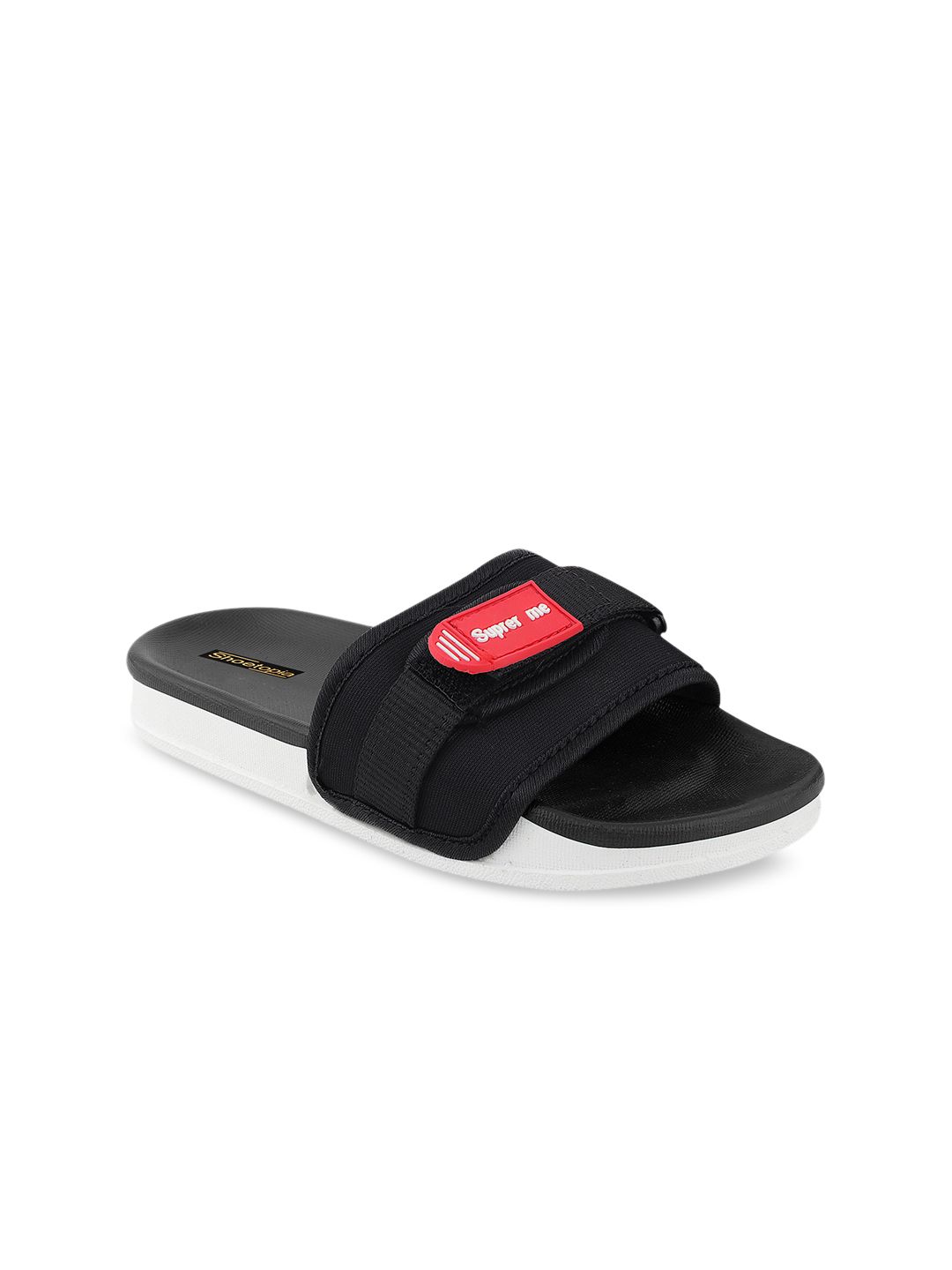 Shoetopia Women Black Printed Sliders Price in India