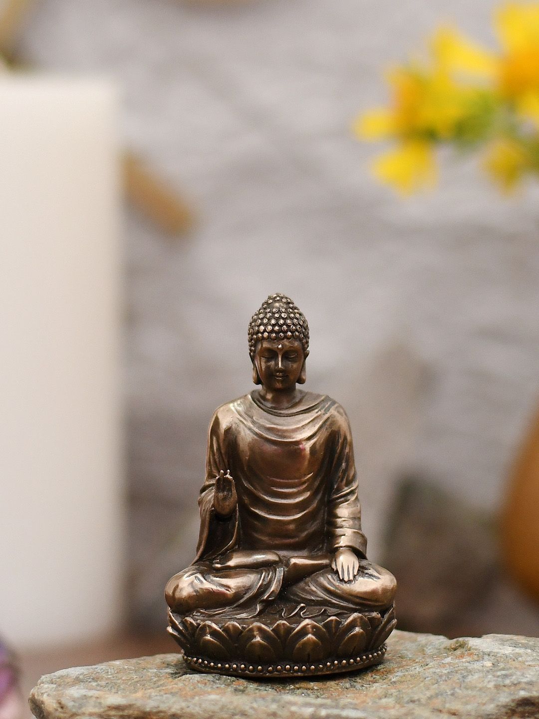 CraftVatika Bronze-Toned Blessing Buddha Idol Showpiece Price in India