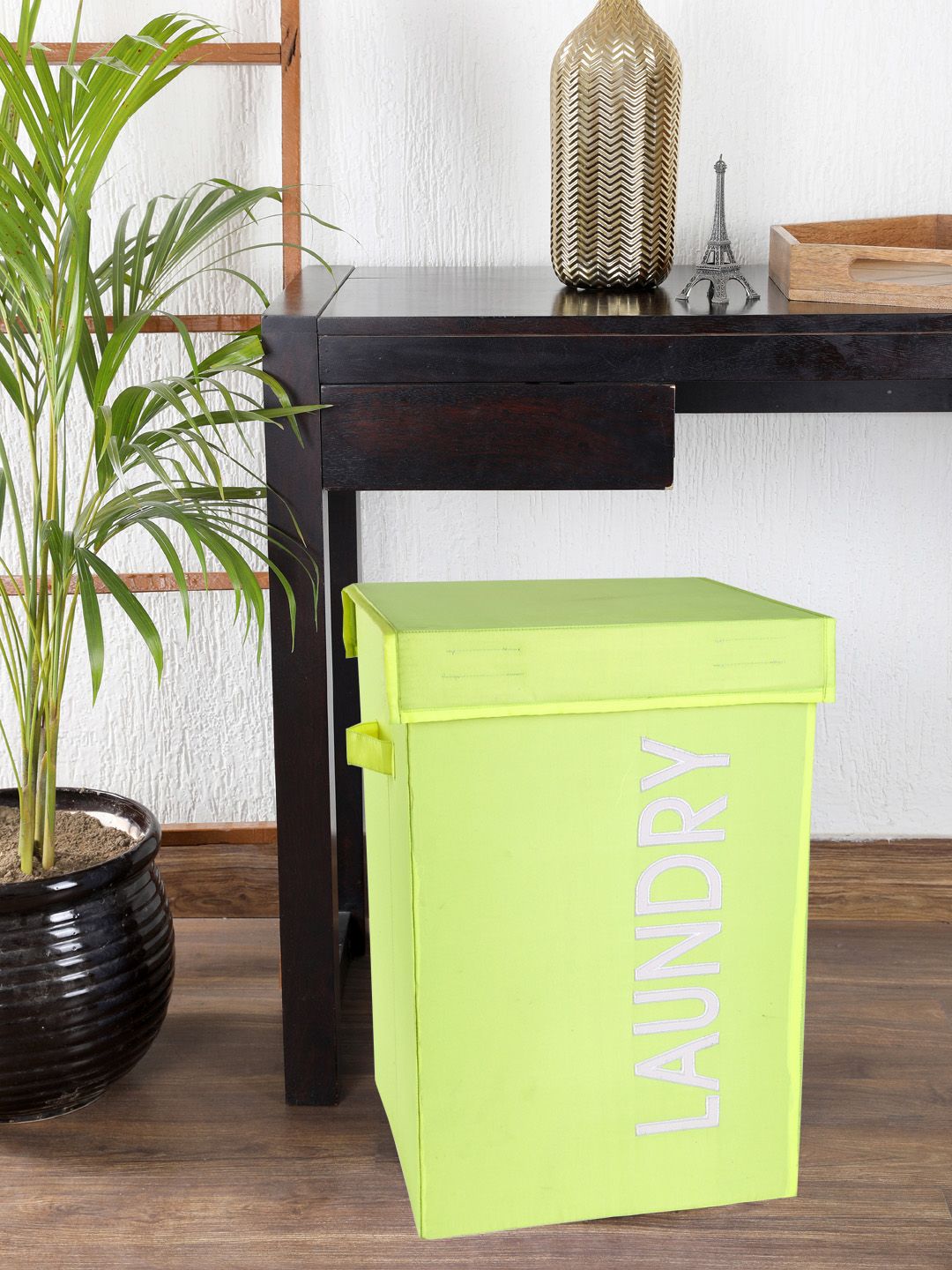 My Gift Booth Lime Green Solid Multi Utility Laundry Basket Price in India