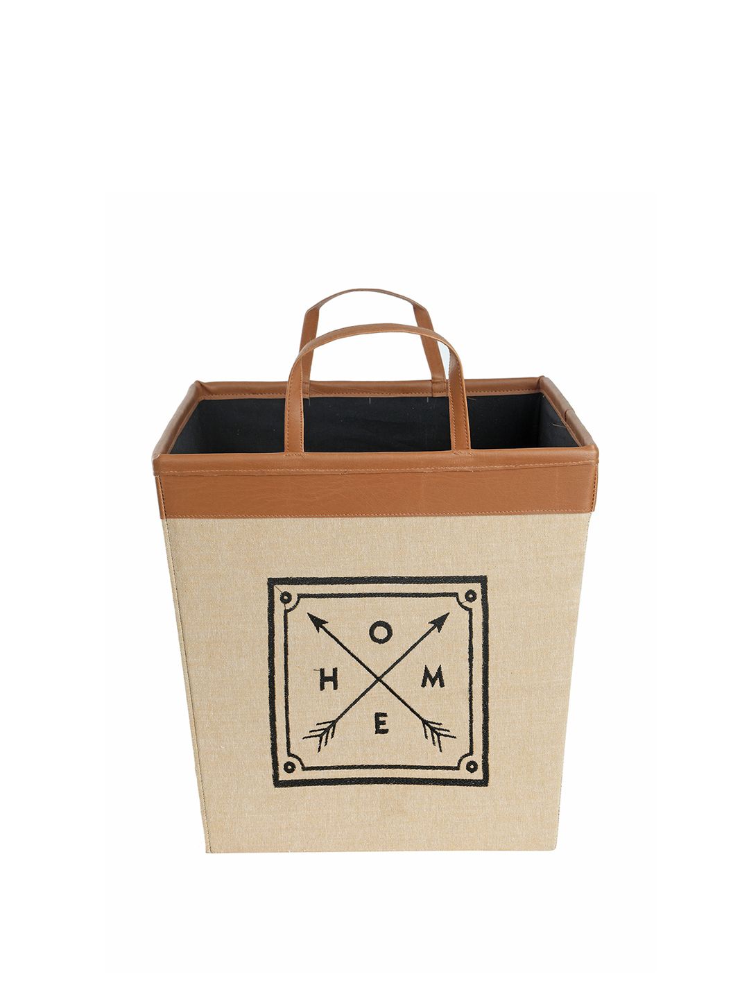 My Gift Booth Beige & Brown Printed Multi Utility Linen Storage Basket Price in India