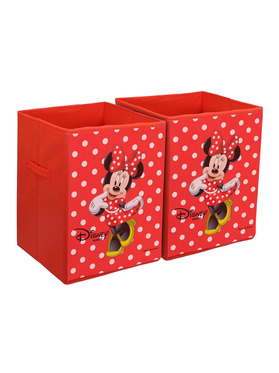 Kuber Industries Set Of 2 Red & White Disney Minnie Printed Foldable Cloth Storage Basket Price in India