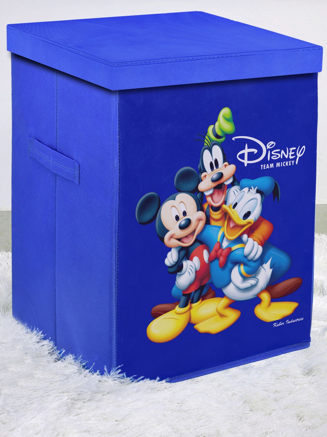 Kuber Industries Blue & Yellow Mickey & Friends Printed Foldable Cloth Storage Basket Price in India