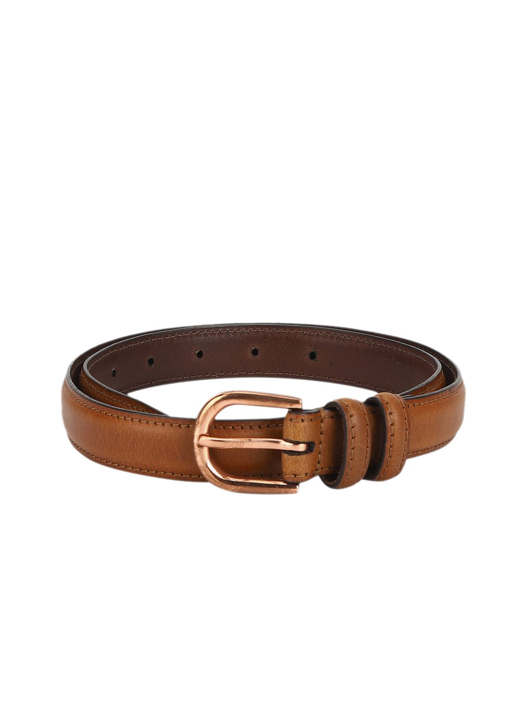 Aditi Wasan Women Tan Brown Solid Leather Belt Price in India