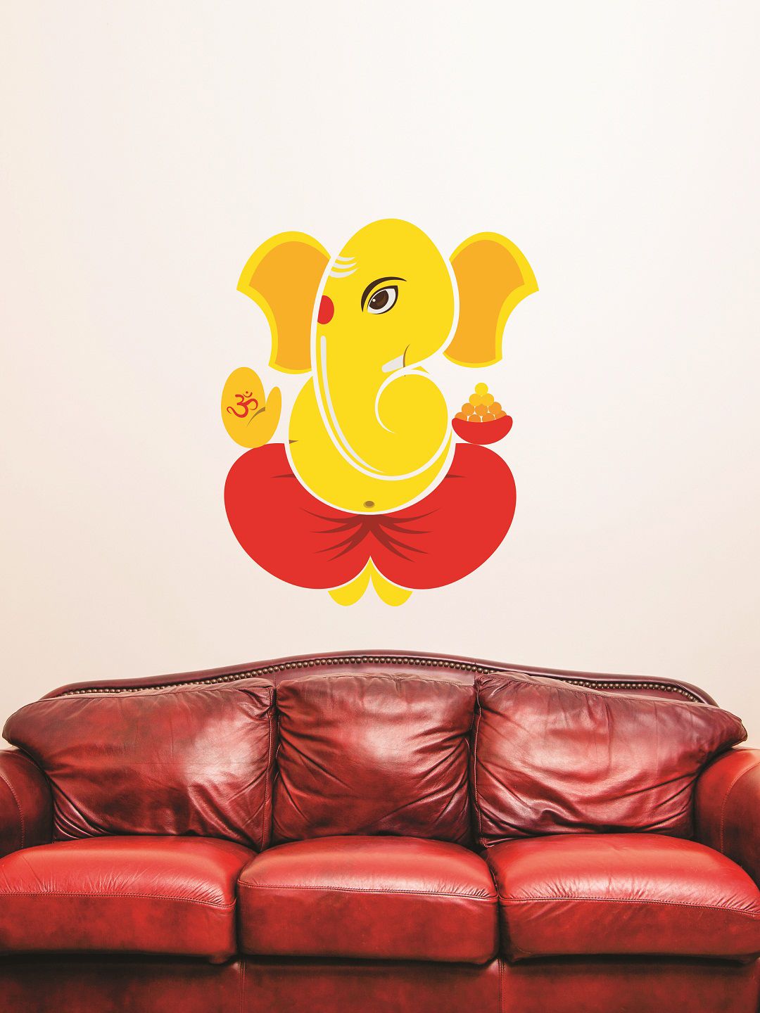 WALLSTICK Yellow & Red Lord Ganesha Large Vinyl Wall Sticker Price in India