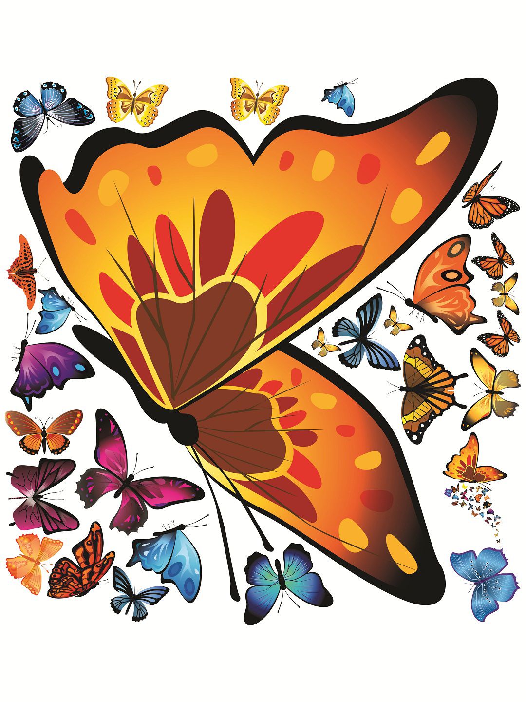 WALLSTICK Brown & Blue Butterflies Large Vinyl Wall Sticker Price in India