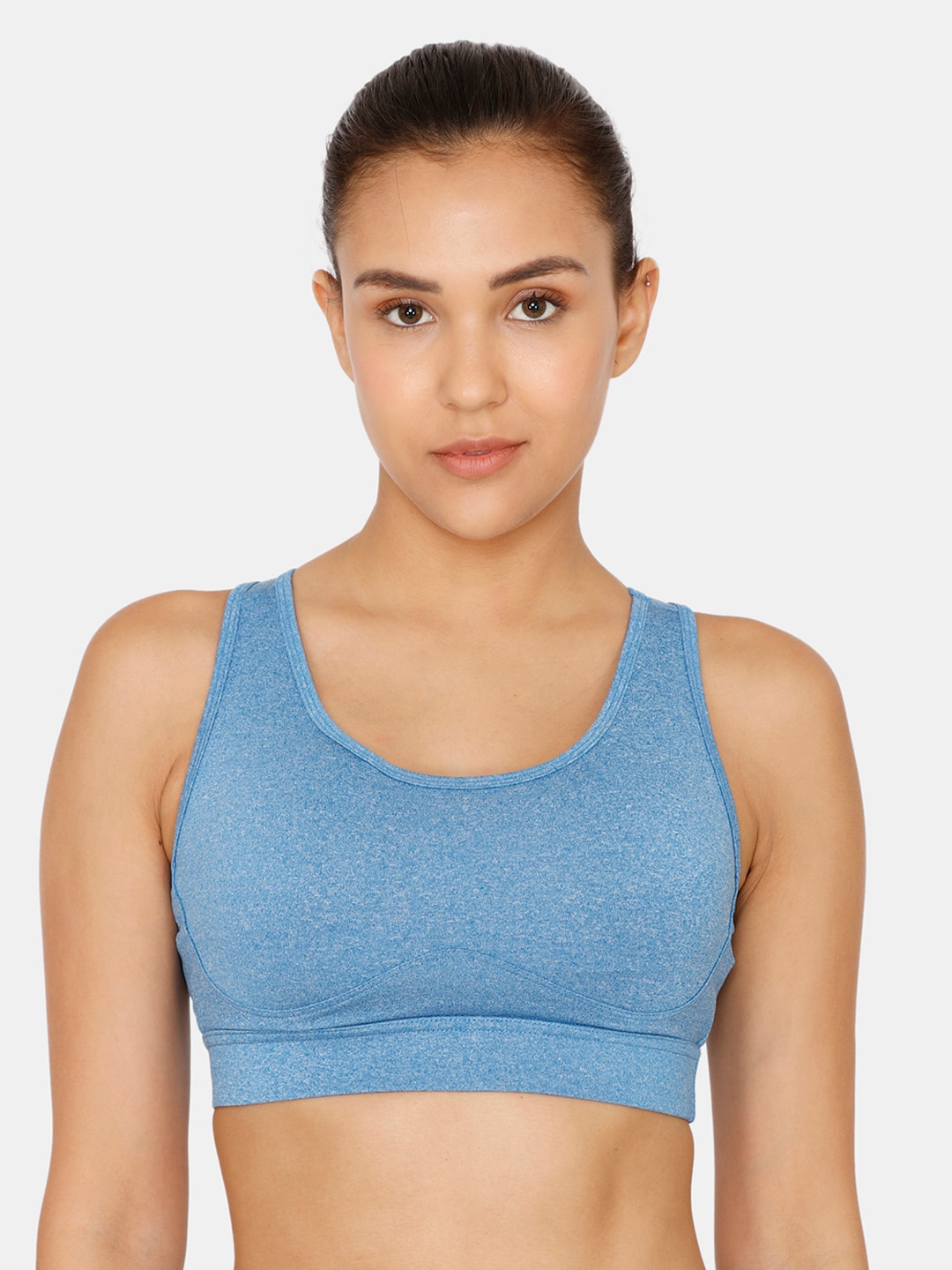 Zelocity by Zivame Blue Solid Non-Wired Removable Padded Sports Bra ZC4446FASHA Price in India