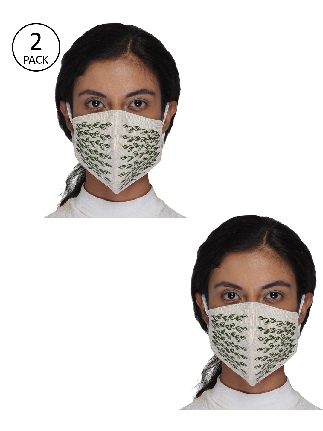 Anekaant Women 2 Pcs Embroidered 3-Ply Anti-Dust Reusable Outdoor Masks Price in India