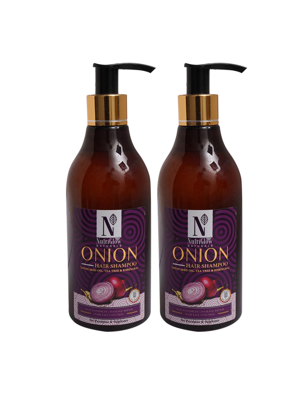 NutriGlow NATURAL's Set of 2 Onion Dry & Damage Repair Hair Shampoo 300 ml each Price in India