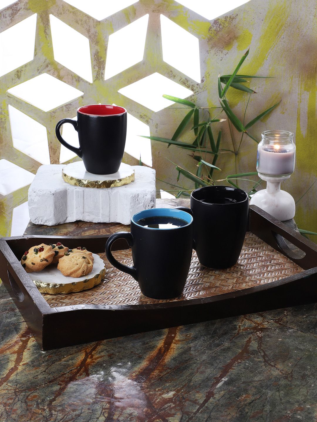 CDI Set Of 6 Black Solid Tea Coffee Mugs Price in India