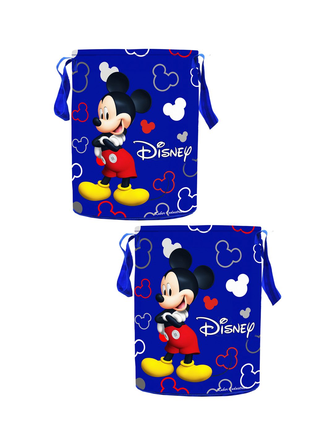 Kuber Industries Set Of 2 Blue & Red Disney Printed Waterproof Cotton Laundry Bags 45 L Price in India