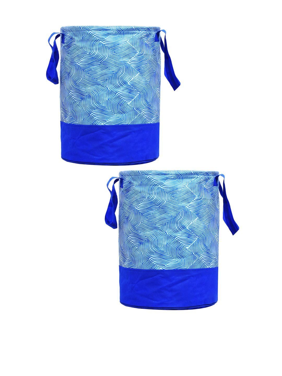 Kuber Industries Set Of 2 Blue & White Printed Waterproof Laundry Bags Price in India