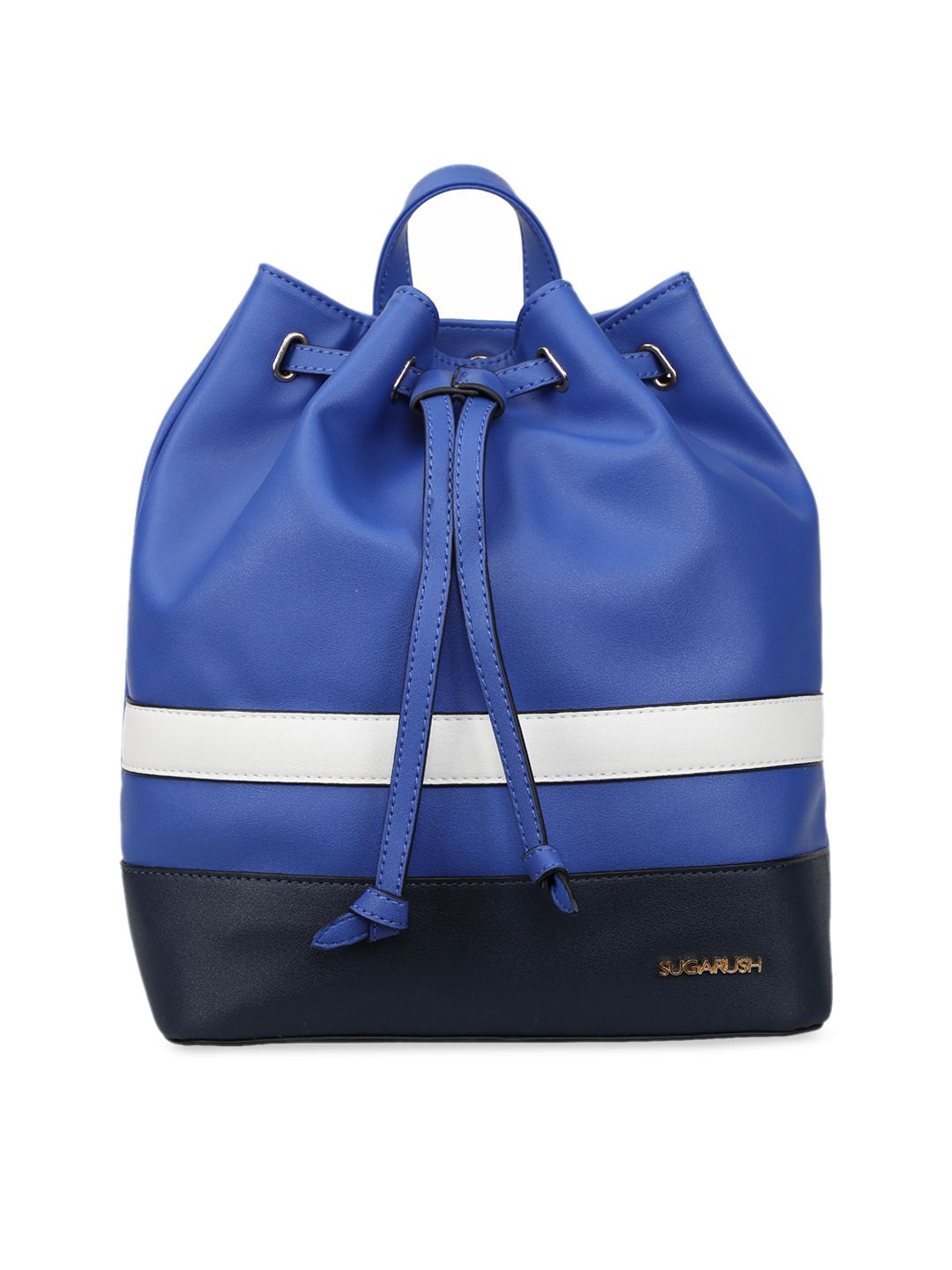 Sugarush Women Blue & White Striped Backpack Price in India