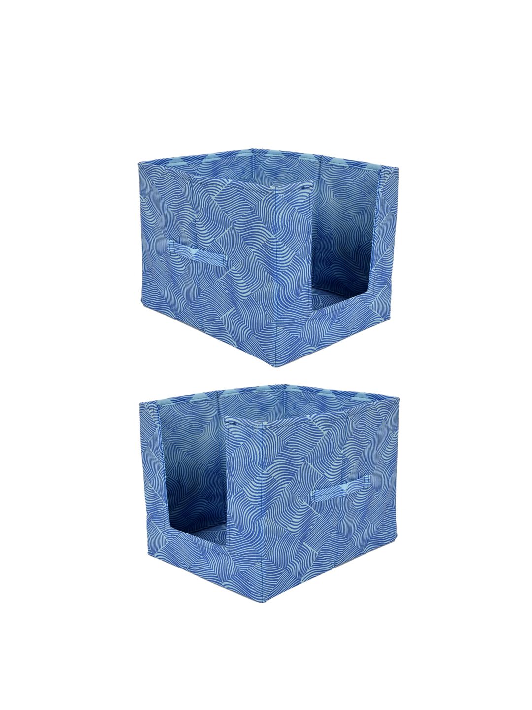 Kuber Industries Set Of 2 Blue Printed Non-Woven Shirt Stacker Wardrobe Organisers Price in India