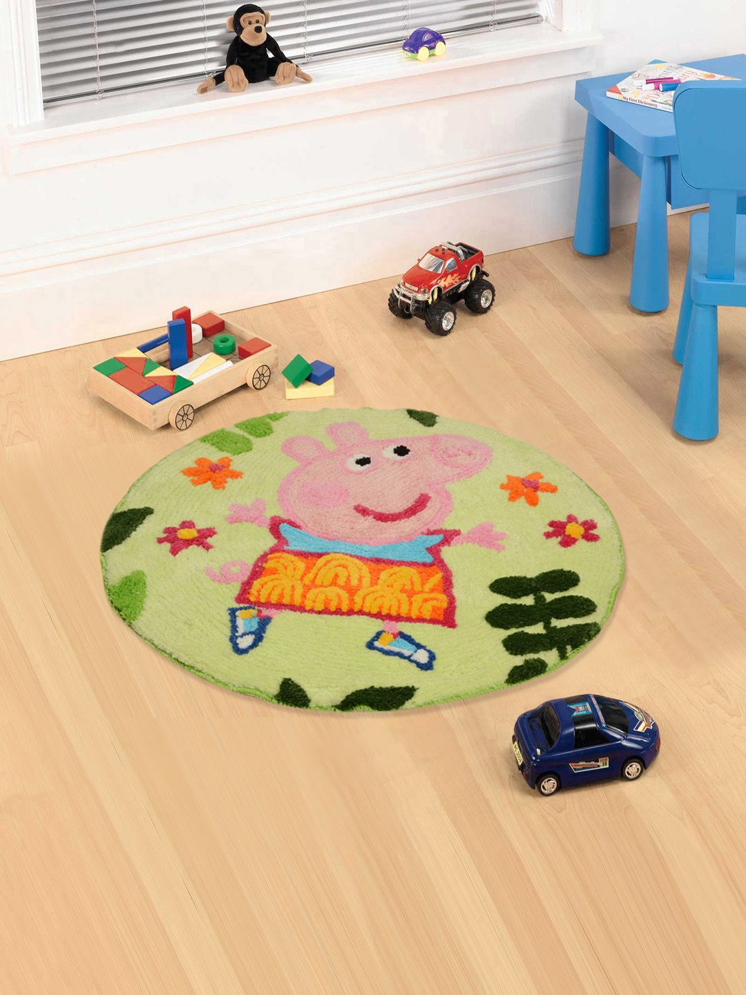 Saral Home Unisex Kids Green & Pink Peppa Pig Anti-Skid Floor Mat Price in India