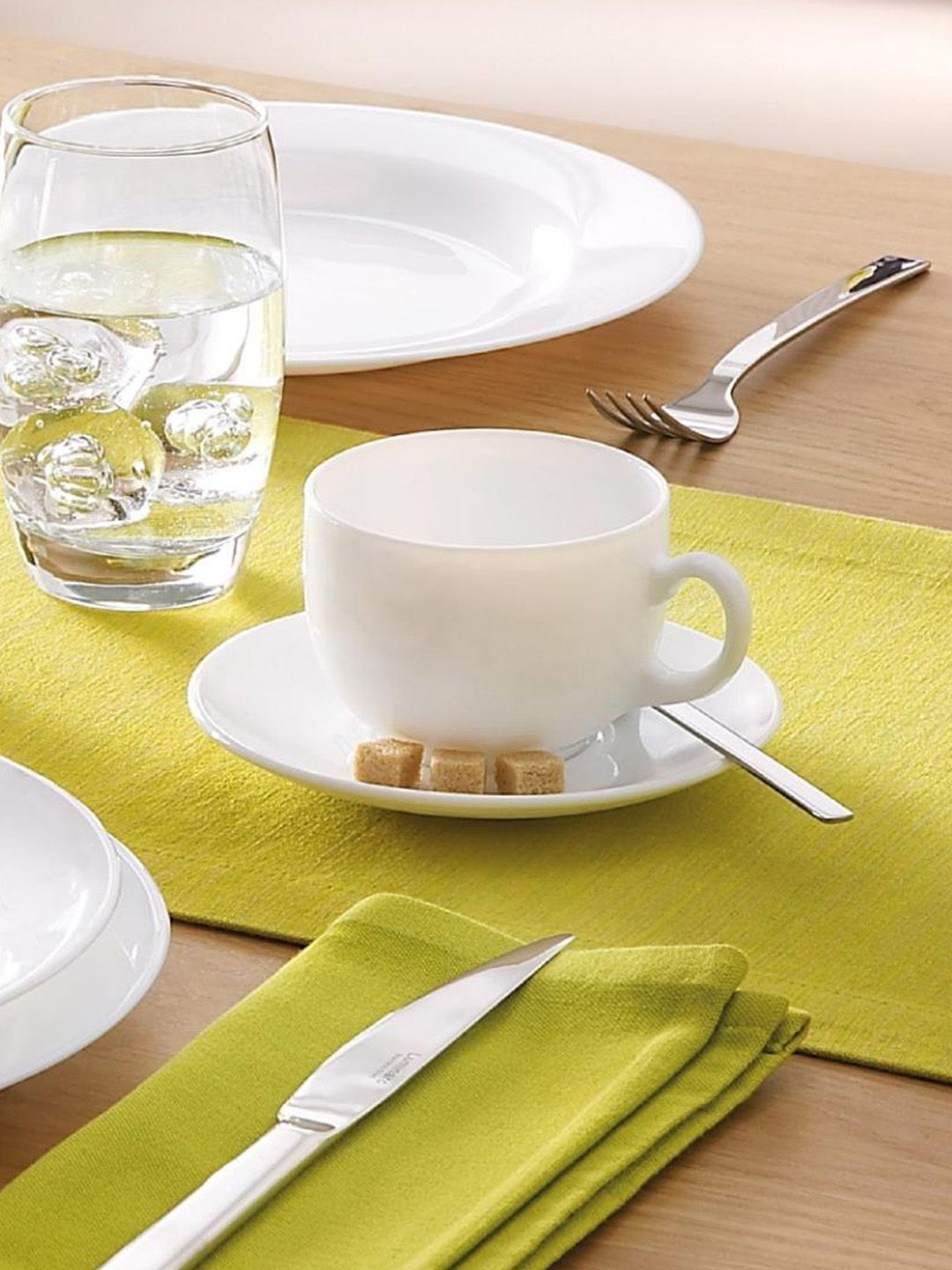 INCRIZMA Set Of 12 White Solid Opalware Cups & Saucers Price in India