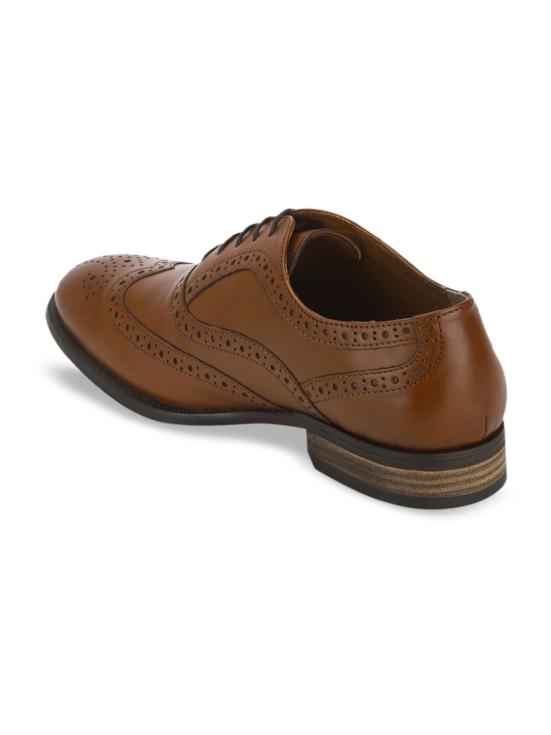 Buy Red Tape Men Tan Brown Textured Leather Formal Brogues  display picture 1
