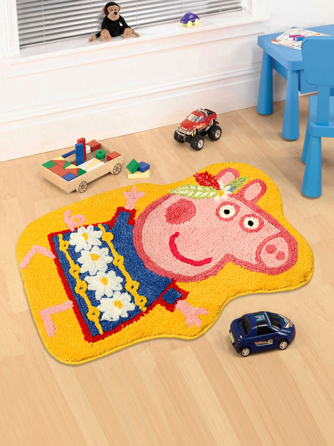 Saral Home Yellow & Pink Peppa Pig Printed Anti-Skid Floor Mat Price in India