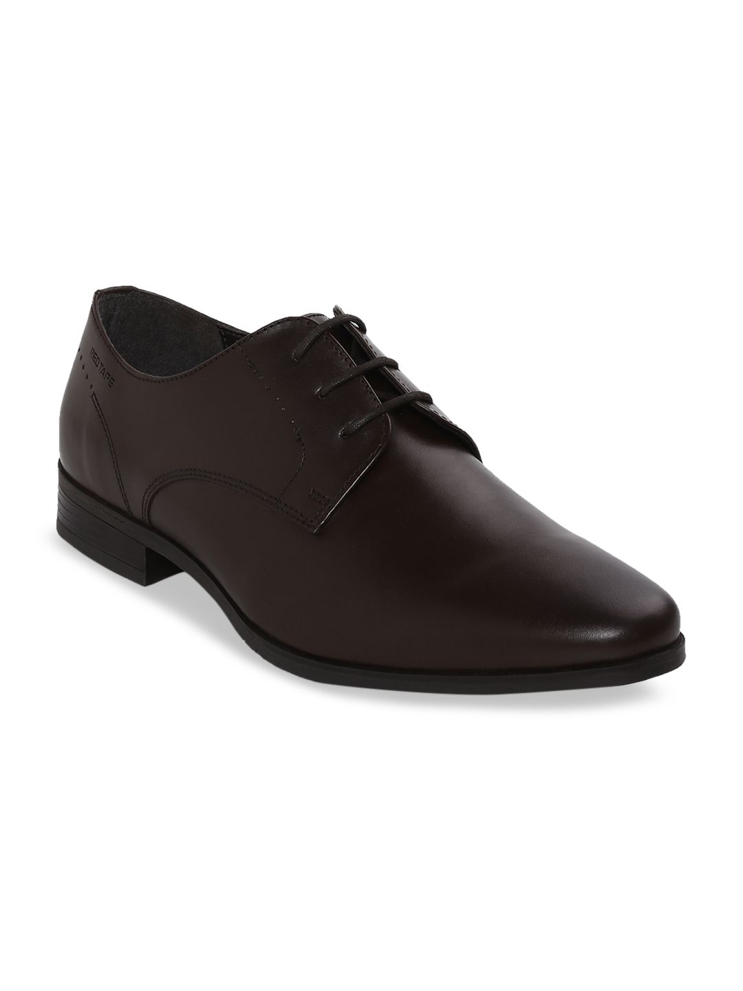 Red Tape Men Coffee Brown Solid Leather Formal Derbys