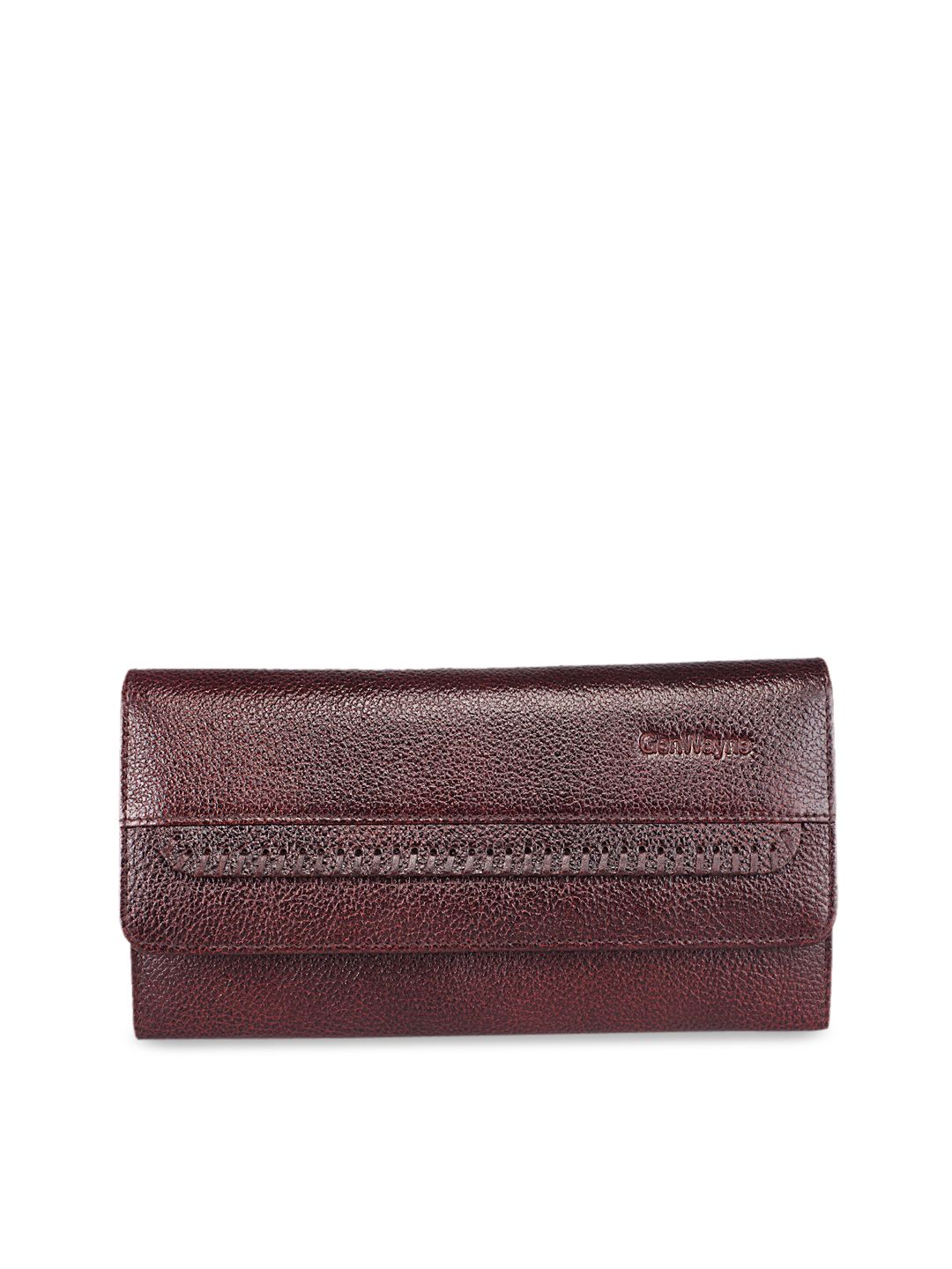 GENWAYNE Women Brown Solid Two Fold Wallet Price in India