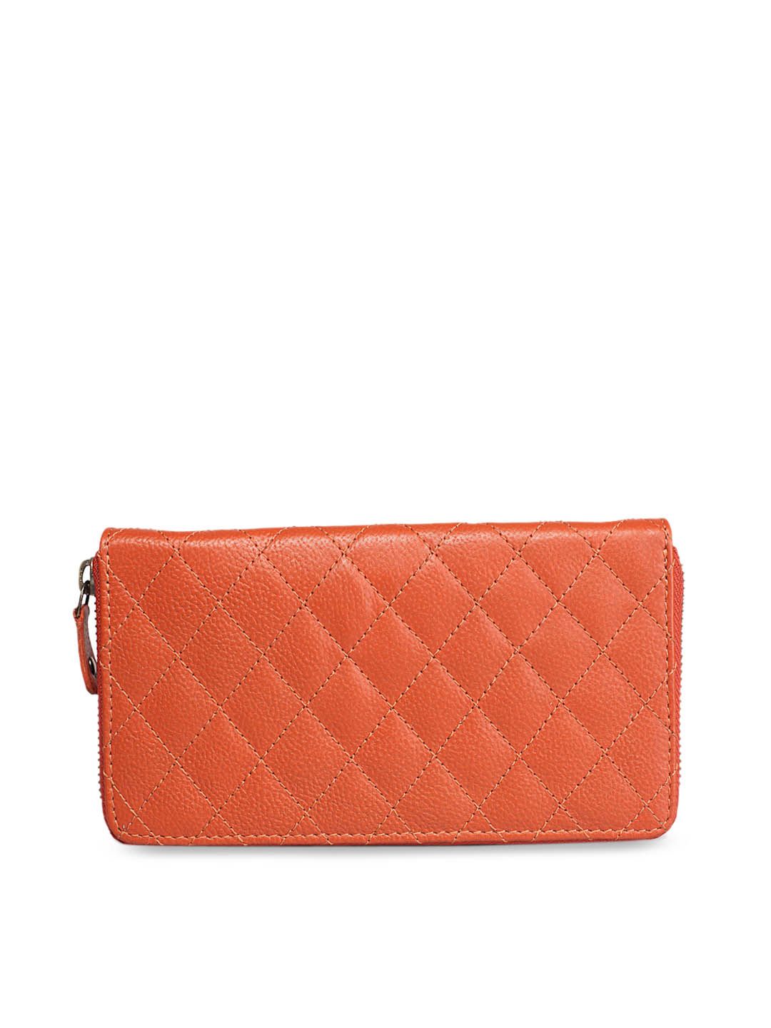 GENWAYNE Women Tan Textured Zip Around Wallet Price in India